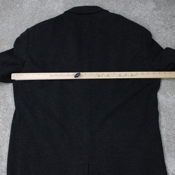 LAUREN Ralph Lauren Peacoat Mens 44R Black Wool Cashmere Blend Overcoat Lined - Picture 13 of 16